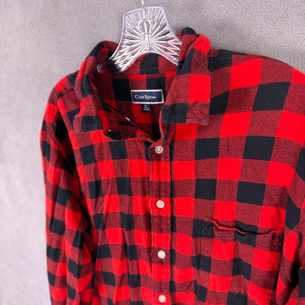 CLUB ROOM Lumberjack Flannel Shirt XL Men's Red‎ Long Sleeve Button Down Top